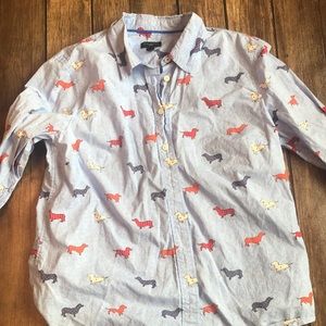 Talbots Petites Dachshund Print Button Up Shirt Sz SP